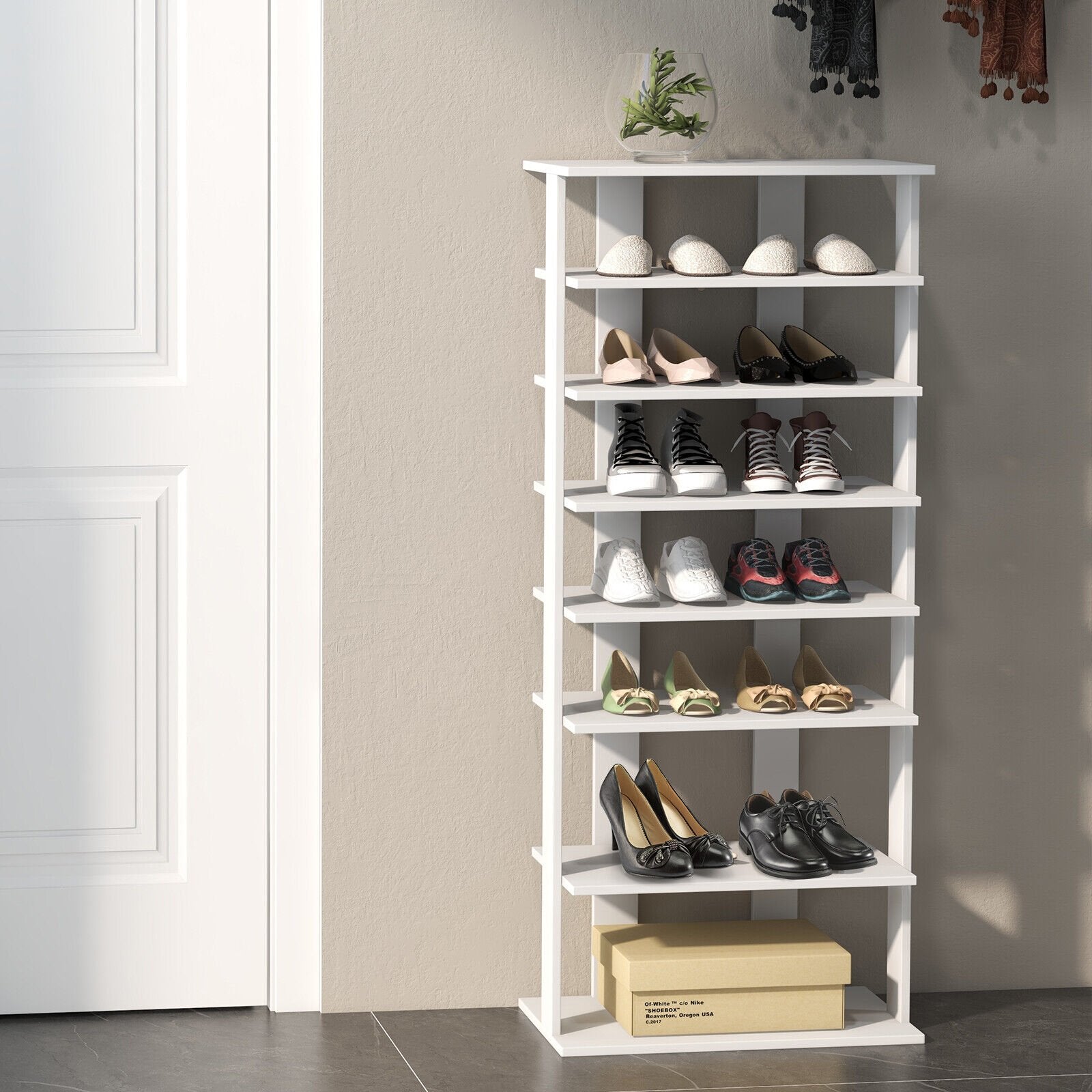 7 Tiers Vertical Shoe Rack for Front Door, White Shoe Racks & Storage Benches   at Gallery Canada