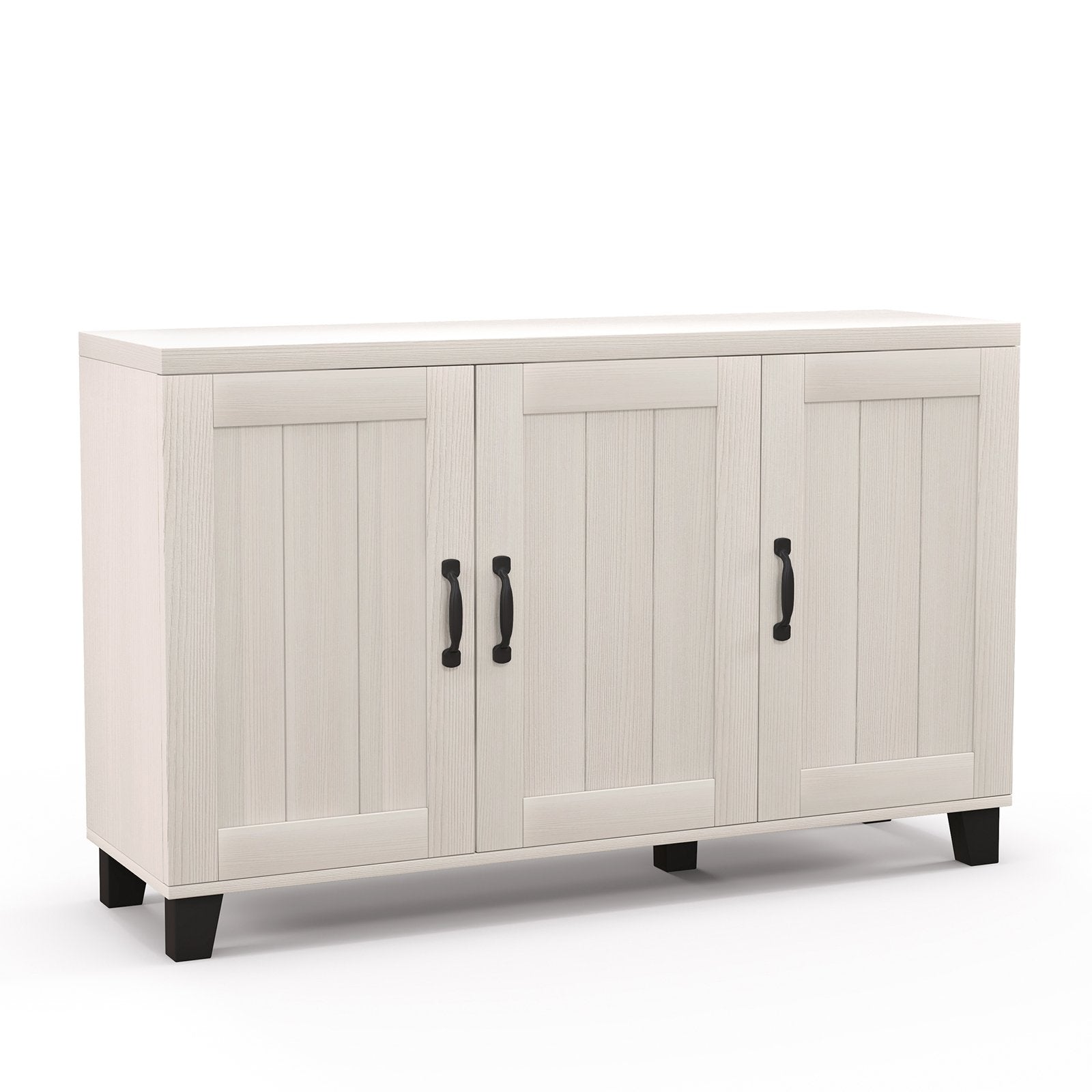 3-Door Buffet Sideboard with Adjustable Shelves and Anti-Tipping Kits-White Wash, White Sideboards Cabinets & Buffets   at Gallery Canada