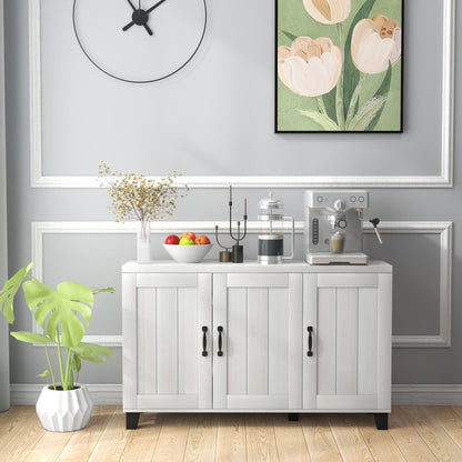 3-Door Buffet Sideboard with Adjustable Shelves and Anti-Tipping Kits-White Wash, White Sideboards Cabinets & Buffets   at Gallery Canada