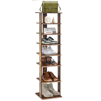 Wooden Shoes Storage Stand 7 Tiers Shoe Rack Organizer Multi-shoe Rack Shoebox, Rustic Brown - Gallery Canada