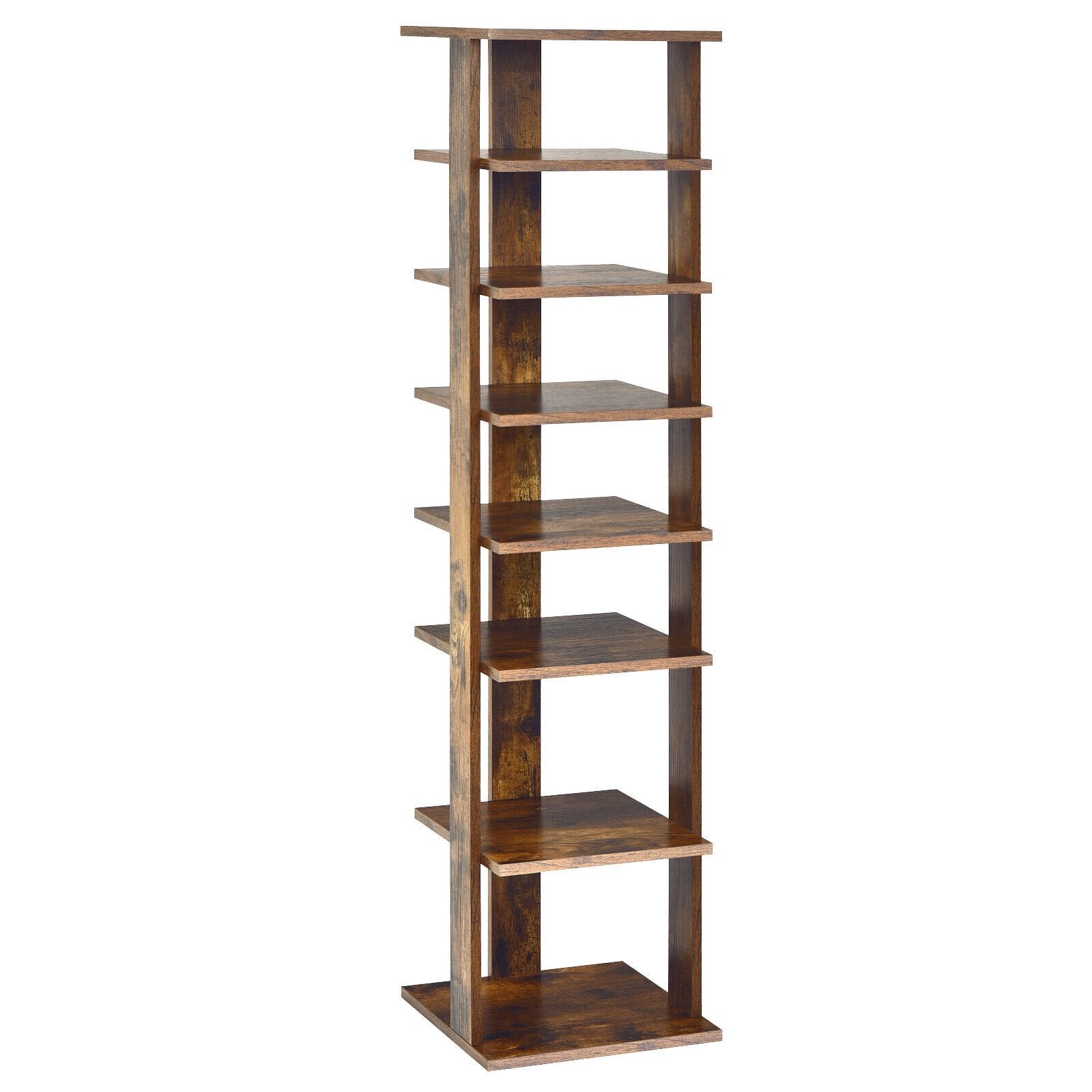 Wooden Shoes Storage Stand 7 Tiers Shoe Rack Organizer Multi-shoe Rack Shoebox, Rustic Brown Shoe Racks & Storage Benches   at Gallery Canada