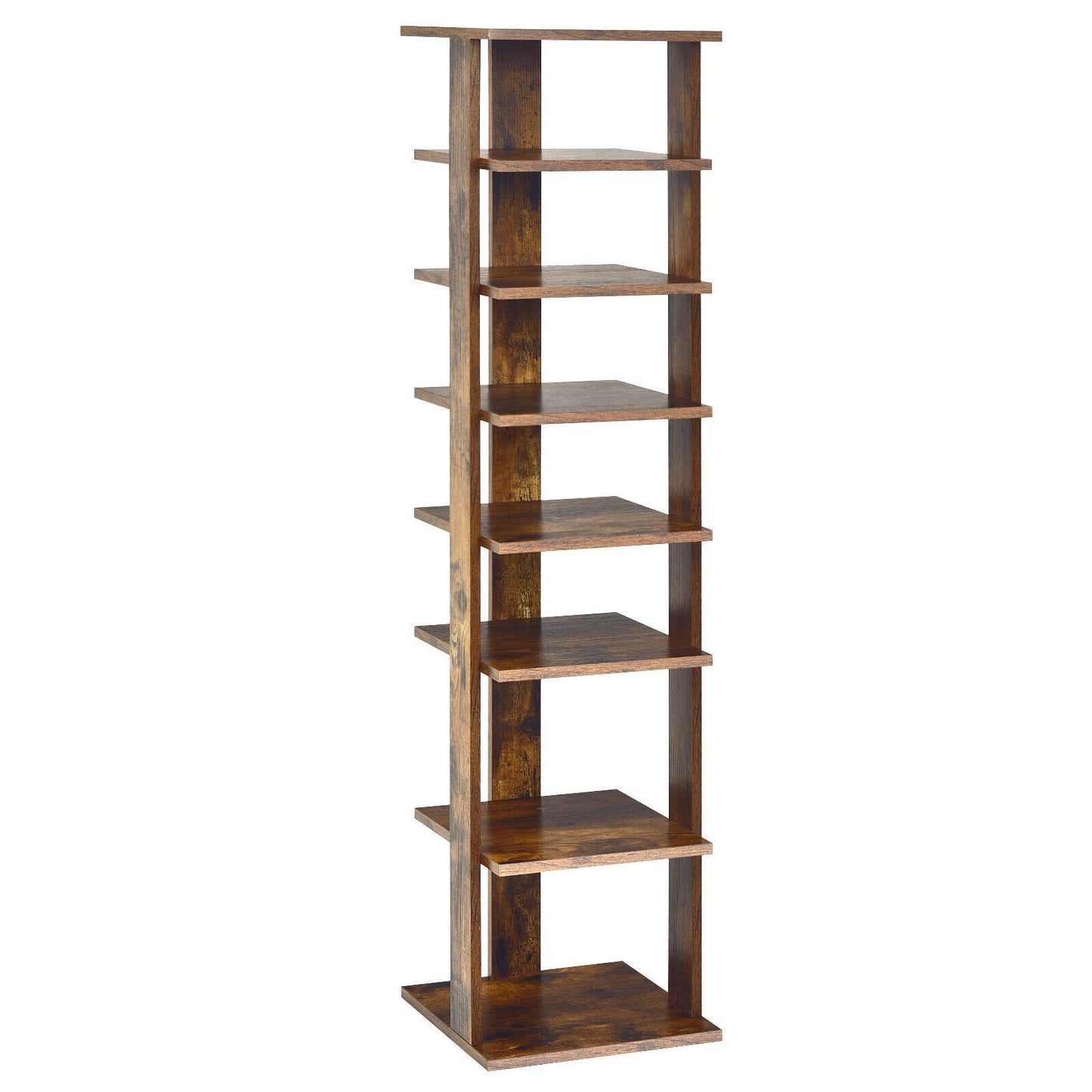 Wooden Shoes Storage Stand 7 Tiers Shoe Rack Organizer Multi-shoe Rack Shoebox, Rustic Brown - Gallery Canada