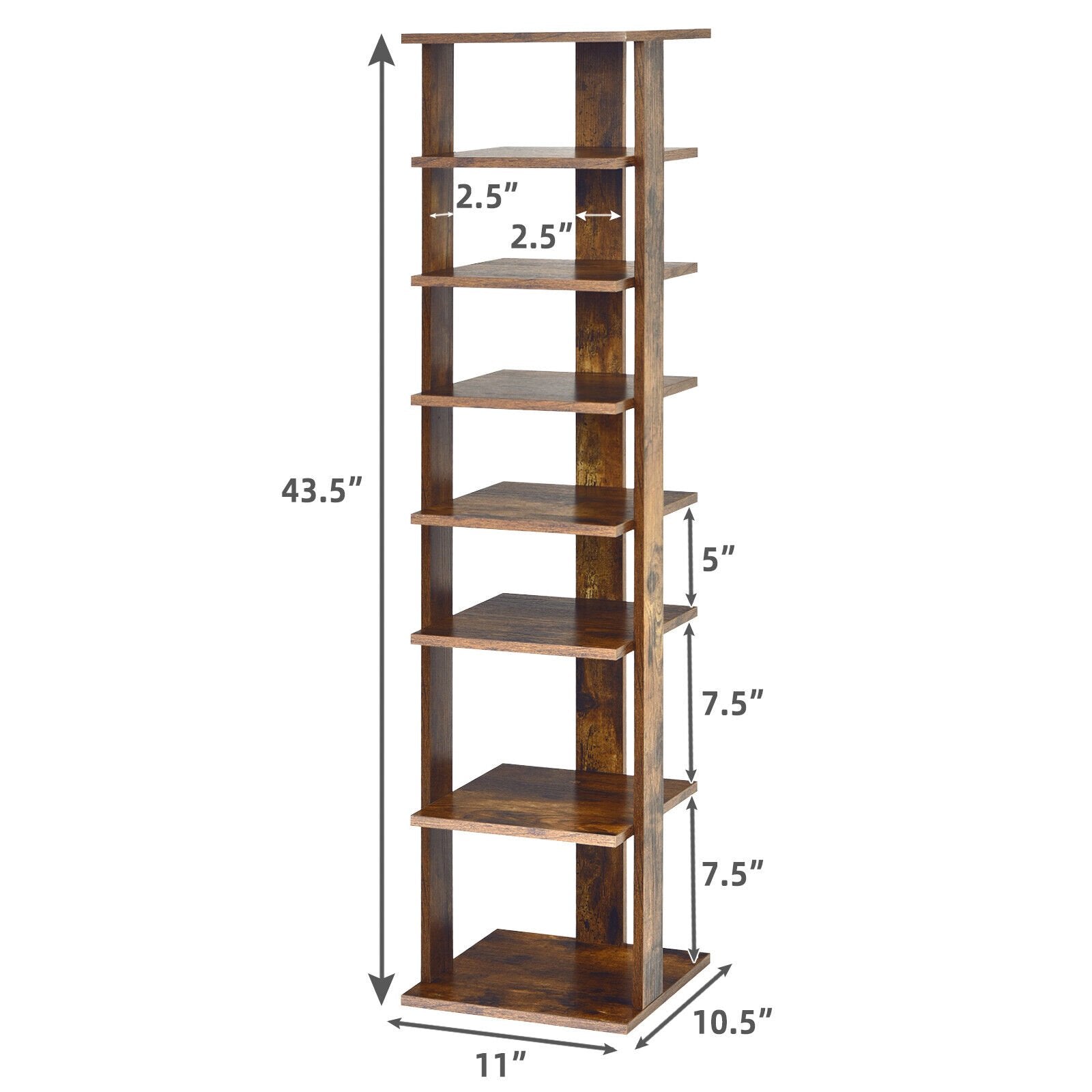 Wooden Shoes Storage Stand 7 Tiers Shoe Rack Organizer Multi-shoe Rack Shoebox, Rustic Brown Shoe Racks & Storage Benches   at Gallery Canada