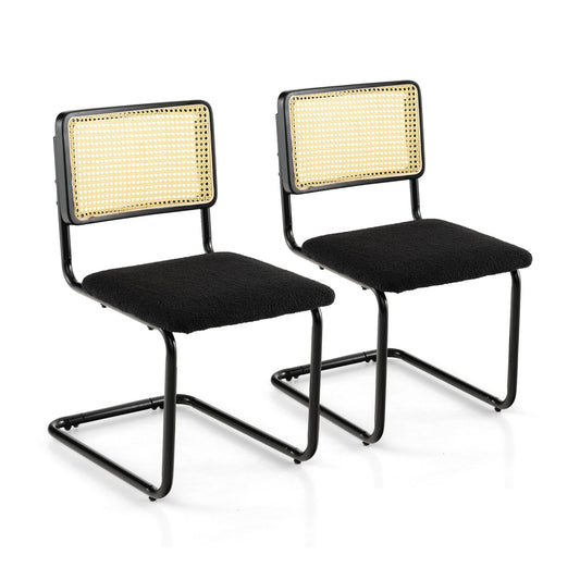 2 Pieces Mid-Century Modern Dining Chair with Cantilever Design, Black Dining Chairs   at Gallery Canada