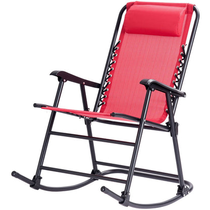 Outdoor Patio Headrest Folding Zero Gravity Rocking Chair, Red Patio Rocking Chairs & Gliders   at Gallery Canada