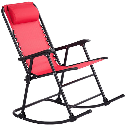 Outdoor Patio Headrest Folding Zero Gravity Rocking Chair, Red Patio Rocking Chairs & Gliders   at Gallery Canada