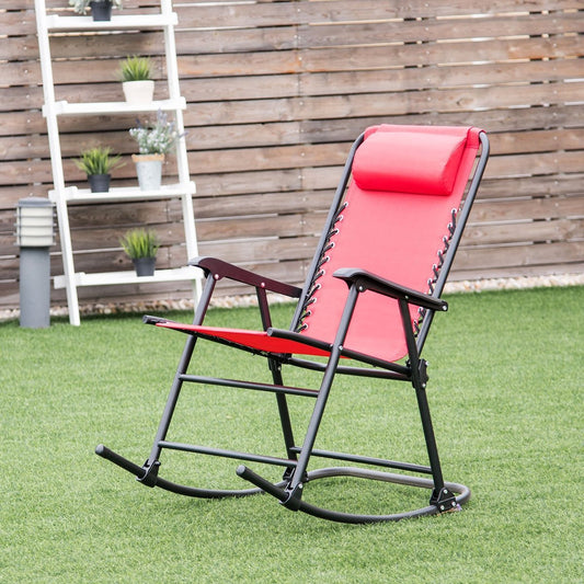 Outdoor Patio Headrest Folding Zero Gravity Rocking Chair, Red Patio Rocking Chairs & Gliders   at Gallery Canada