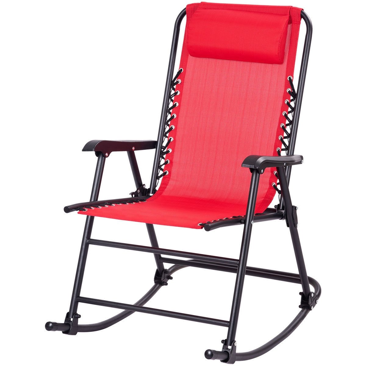 Outdoor Patio Headrest Folding Zero Gravity Rocking Chair, Red Patio Rocking Chairs & Gliders   at Gallery Canada