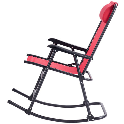 Outdoor Patio Headrest Folding Zero Gravity Rocking Chair, Red Patio Rocking Chairs & Gliders   at Gallery Canada