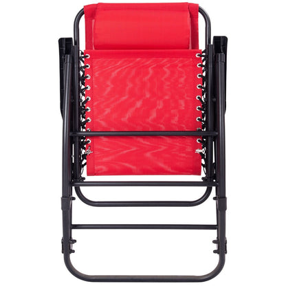 Outdoor Patio Headrest Folding Zero Gravity Rocking Chair, Red Patio Rocking Chairs & Gliders   at Gallery Canada