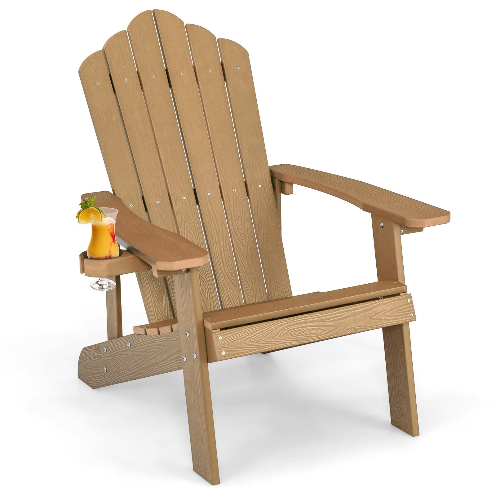 Weather Resistant HIPS Outdoor Adirondack Chair with Cup Holder, Coffee Adirondack Chairs   at Gallery Canada