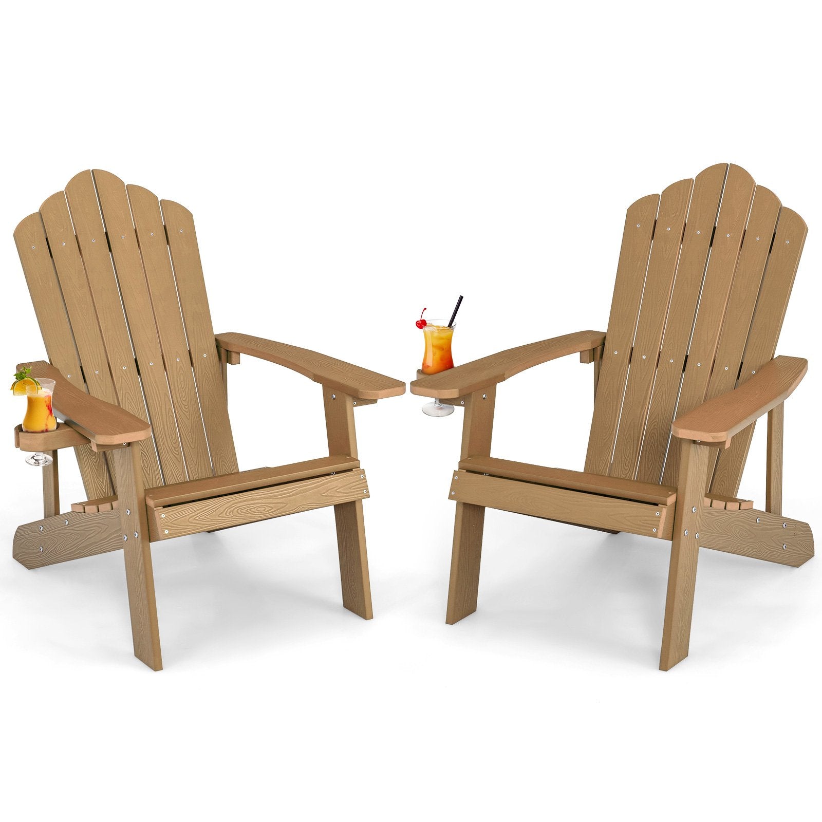 Weather Resistant HIPS Outdoor Adirondack Chair with Cup Holder, Coffee Adirondack Chairs   at Gallery Canada