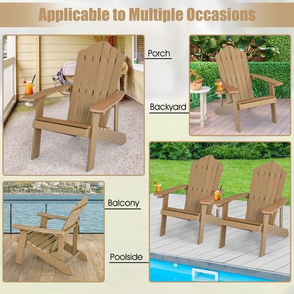 Weather Resistant HIPS Outdoor Adirondack Chair with Cup Holder, Coffee Adirondack Chairs   at Gallery Canada