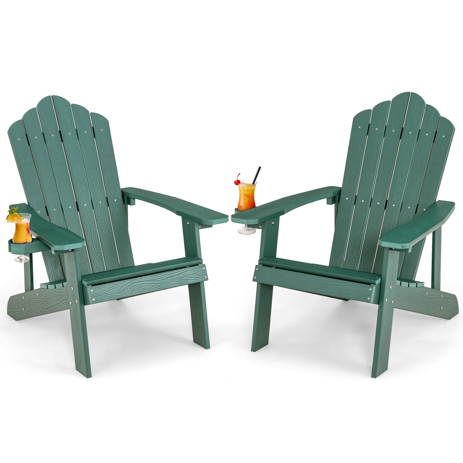 Weather Resistant HIPS Outdoor Adirondack Chair with Cup Holder, Green Adirondack Chairs   at Gallery Canada