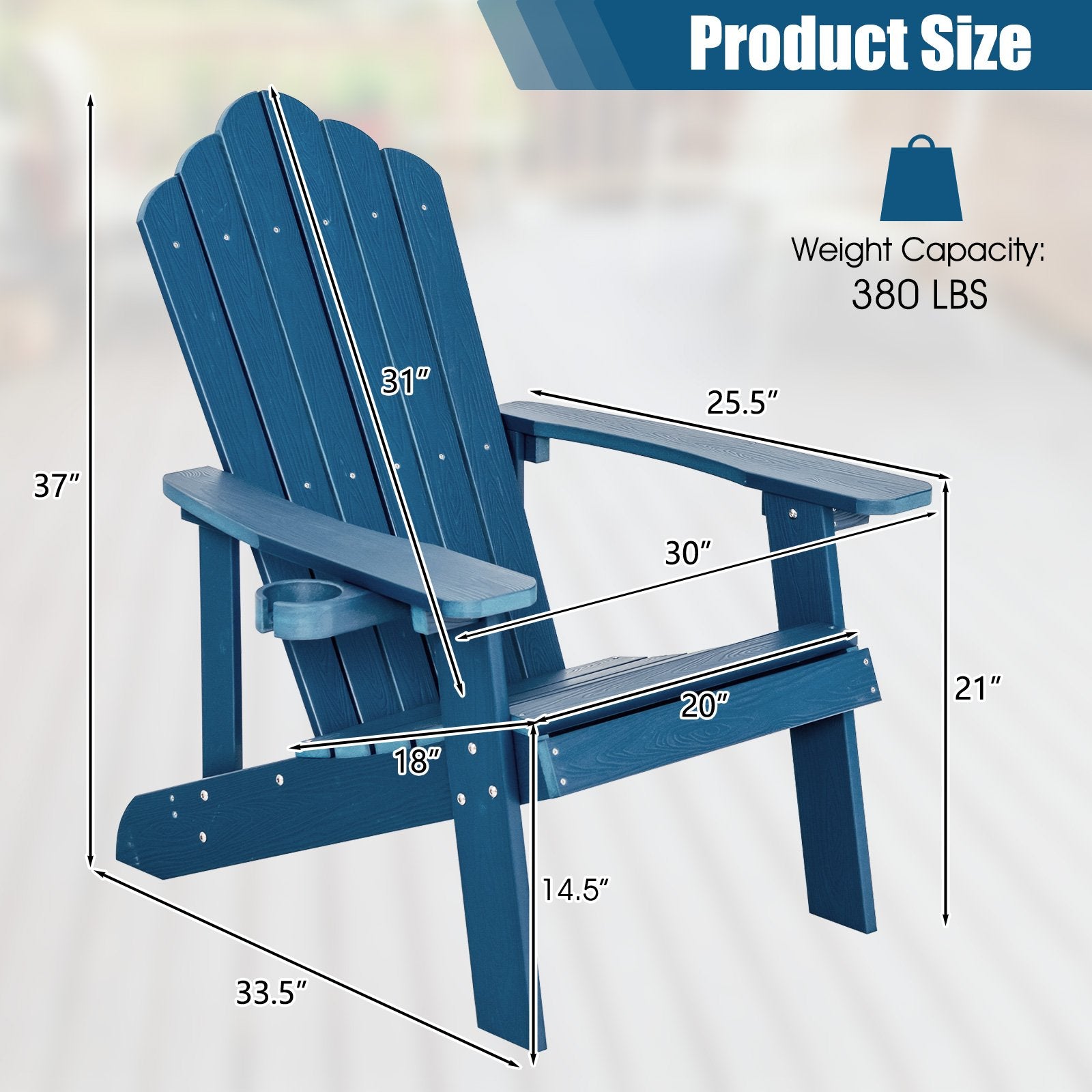 Weather Resistant HIPS Outdoor Adirondack Chair with Cup Holder, Navy Adirondack Chairs   at Gallery Canada