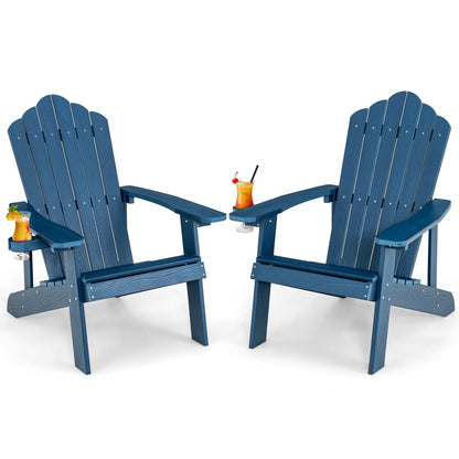 Weather Resistant HIPS Outdoor Adirondack Chair with Cup Holder, Navy Adirondack Chairs   at Gallery Canada