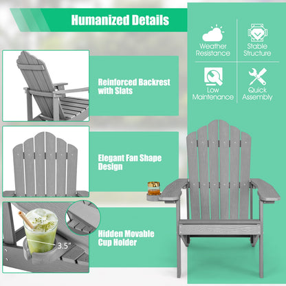 Weather Resistant HIPS Outdoor Adirondack Chair with Cup Holder, Gray - Gallery Canada