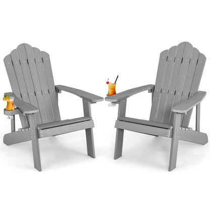 Weather Resistant HIPS Outdoor Adirondack Chair with Cup Holder, Gray Adirondack Chairs   at Gallery Canada