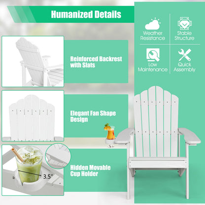 Weather Resistant HIPS Outdoor Adirondack Chair with Cup Holder, White Adirondack Chairs   at Gallery Canada