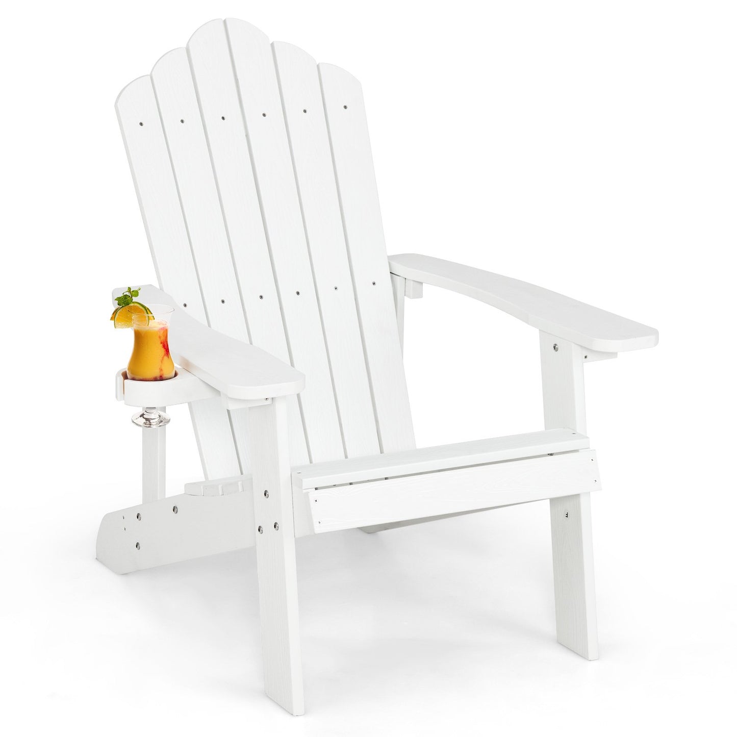 Weather Resistant HIPS Outdoor Adirondack Chair with Cup Holder, White Adirondack Chairs   at Gallery Canada