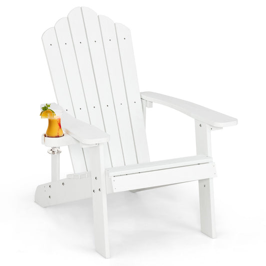 Weather Resistant HIPS Outdoor Adirondack Chair with Cup Holder, White - Gallery Canada