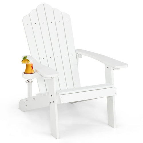 Weather Resistant HIPS Outdoor Adirondack Chair with Cup Holder, White