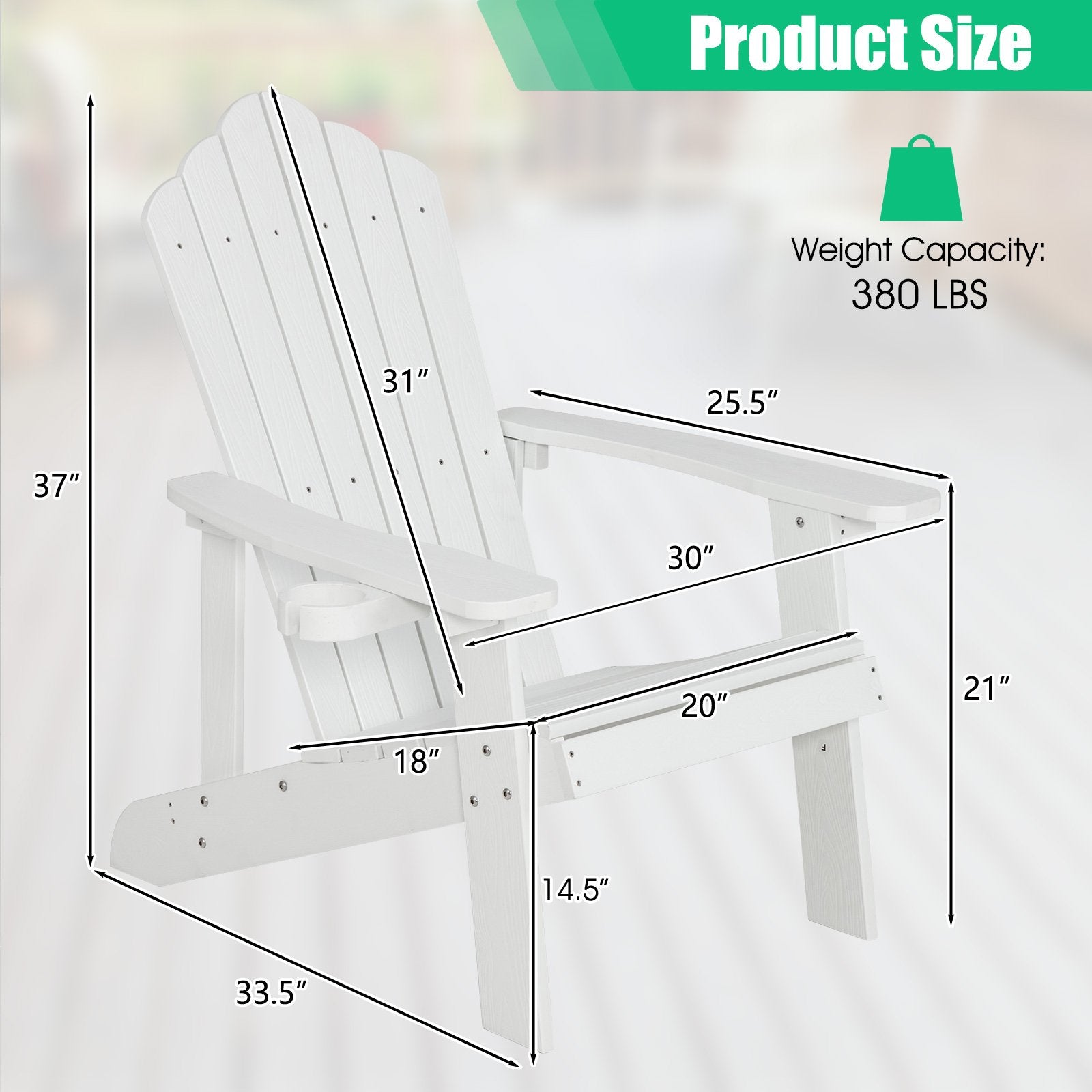 Weather Resistant HIPS Outdoor Adirondack Chair with Cup Holder, White Adirondack Chairs   at Gallery Canada