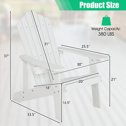 Weather Resistant HIPS Outdoor Adirondack Chair with Cup Holder, White - Gallery Canada