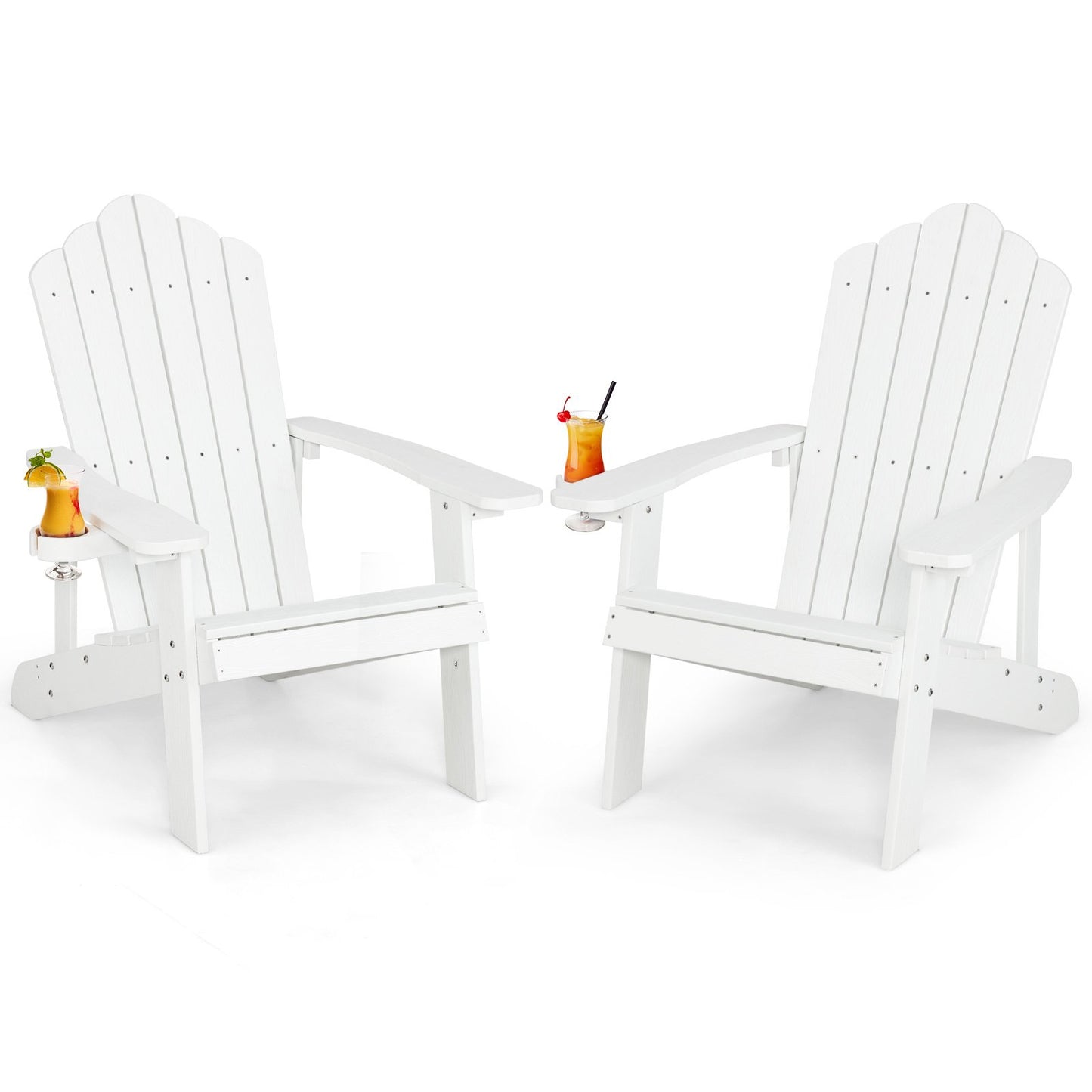 Weather Resistant HIPS Outdoor Adirondack Chair with Cup Holder, White - Gallery Canada