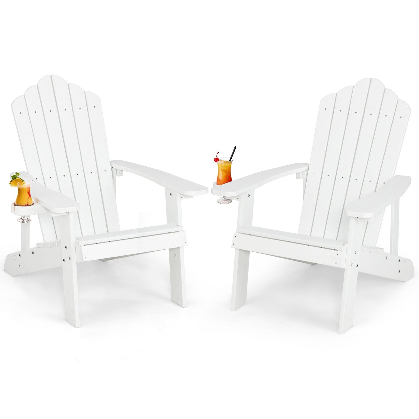 Weather Resistant HIPS Outdoor Adirondack Chair with Cup Holder, White Adirondack Chairs   at Gallery Canada