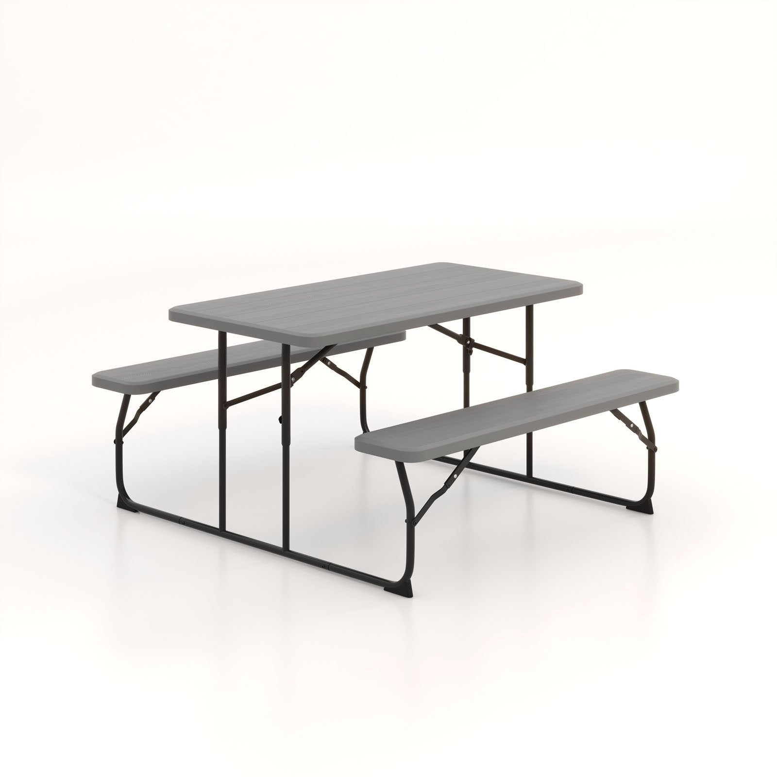 Indoor and Outdoor Folding Picnic Table Bench Set with Wood-like Texture, Gray Picnic Tables   at Gallery Canada