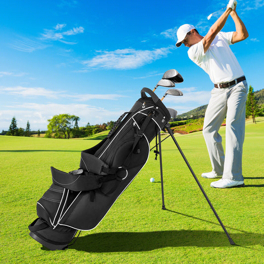 Golf Stand Cart Bag with 4 Way Divider Carry Organizer Pockets, Black Golf   at Gallery Canada