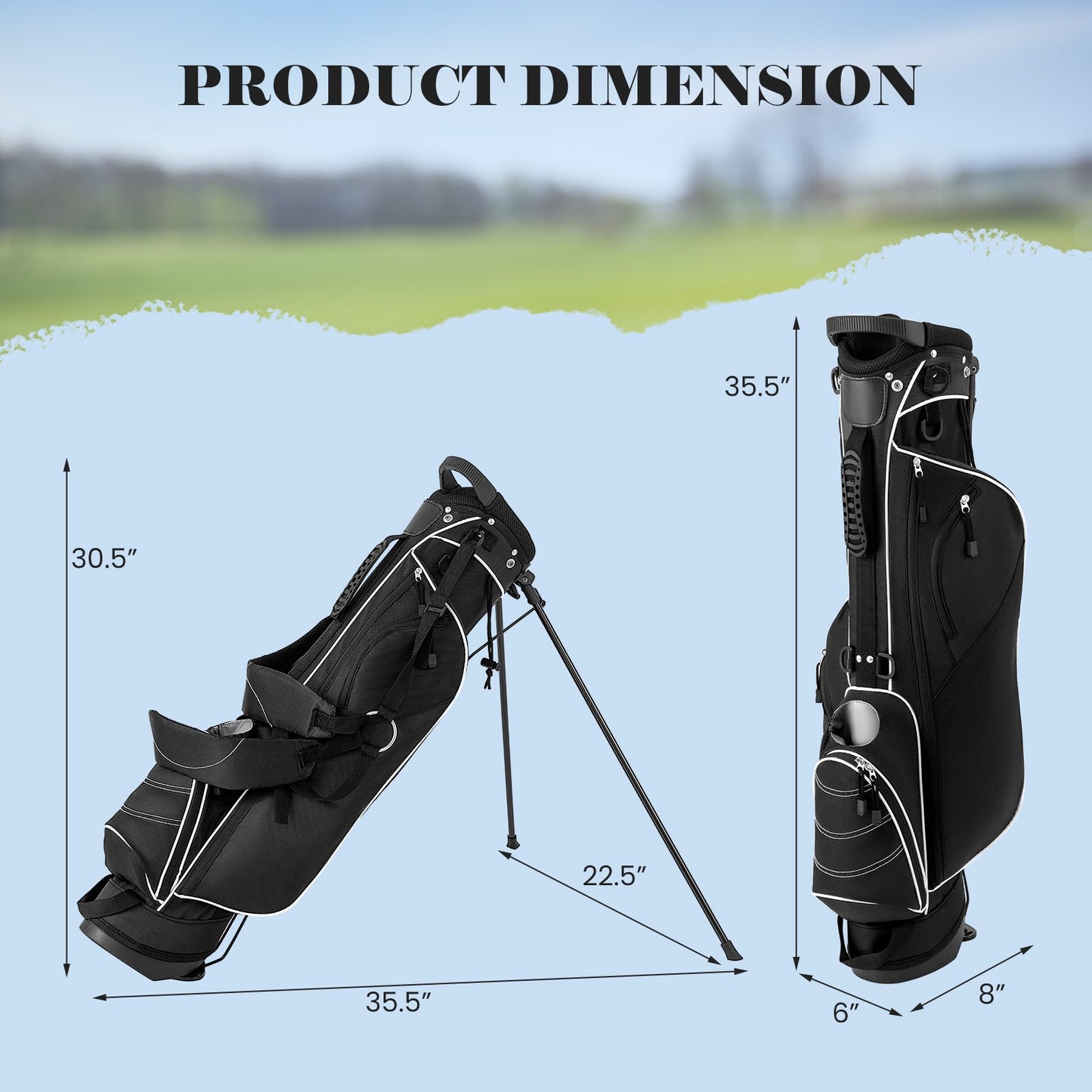 Golf Stand Cart Bag with 4 Way Divider Carry Organizer Pockets, Black Golf   at Gallery Canada