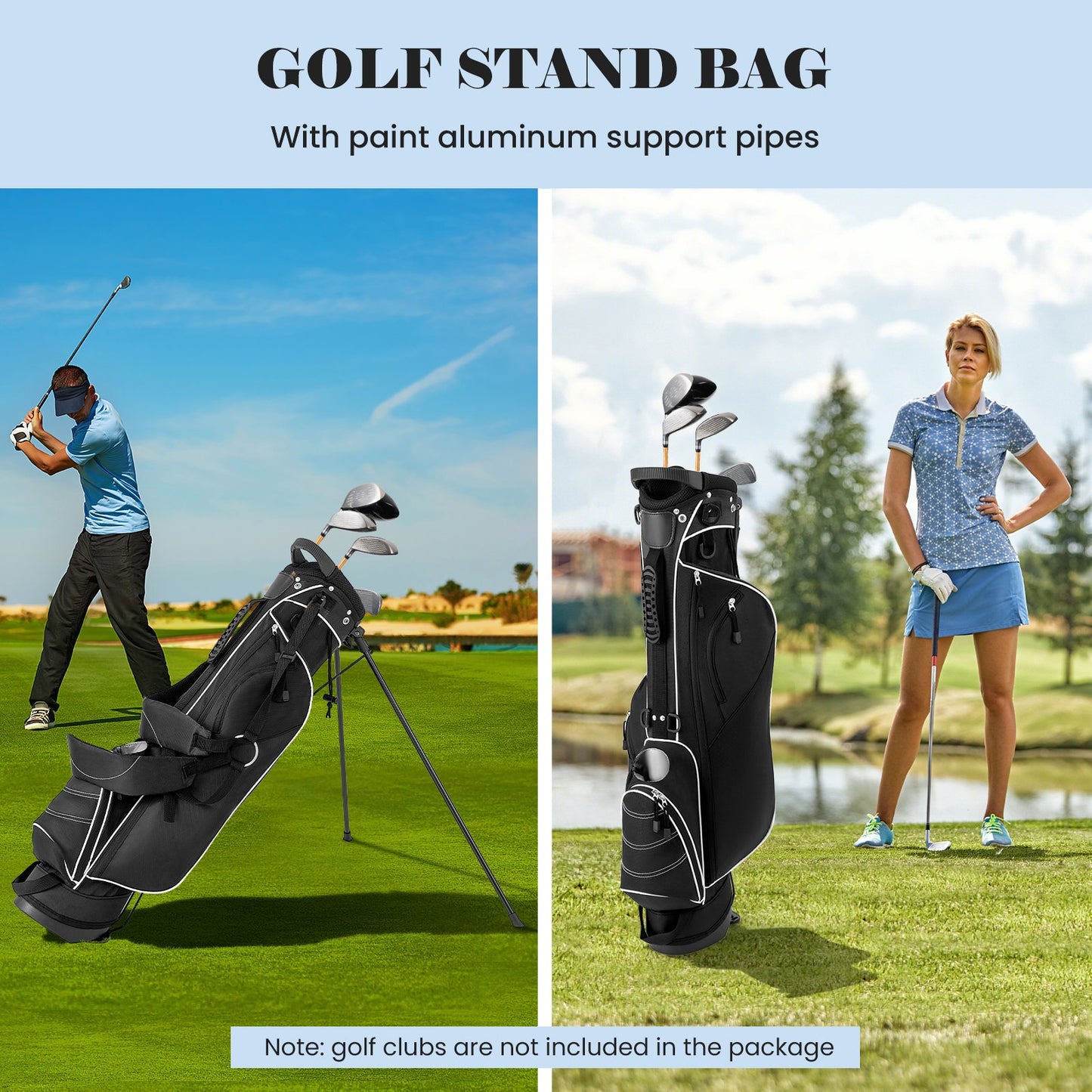 Golf Stand Cart Bag with 4 Way Divider Carry Organizer Pockets, Black Golf   at Gallery Canada