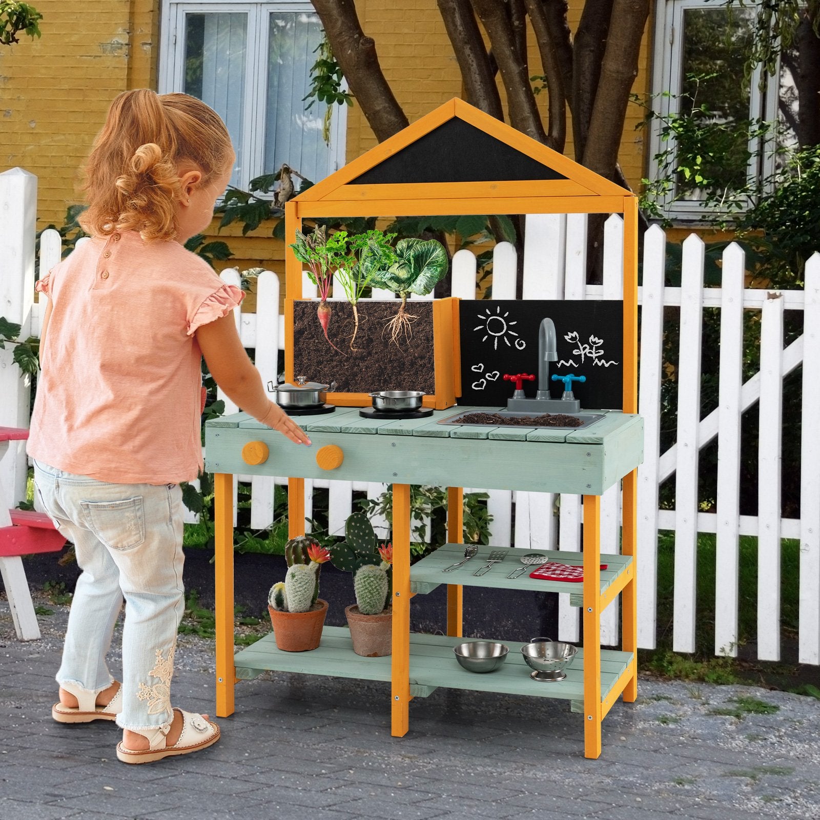 Kids Kitchen Playset with Root Viewer Planter and Rotatable Faucet Play Kitchen Sets   at Gallery Canada