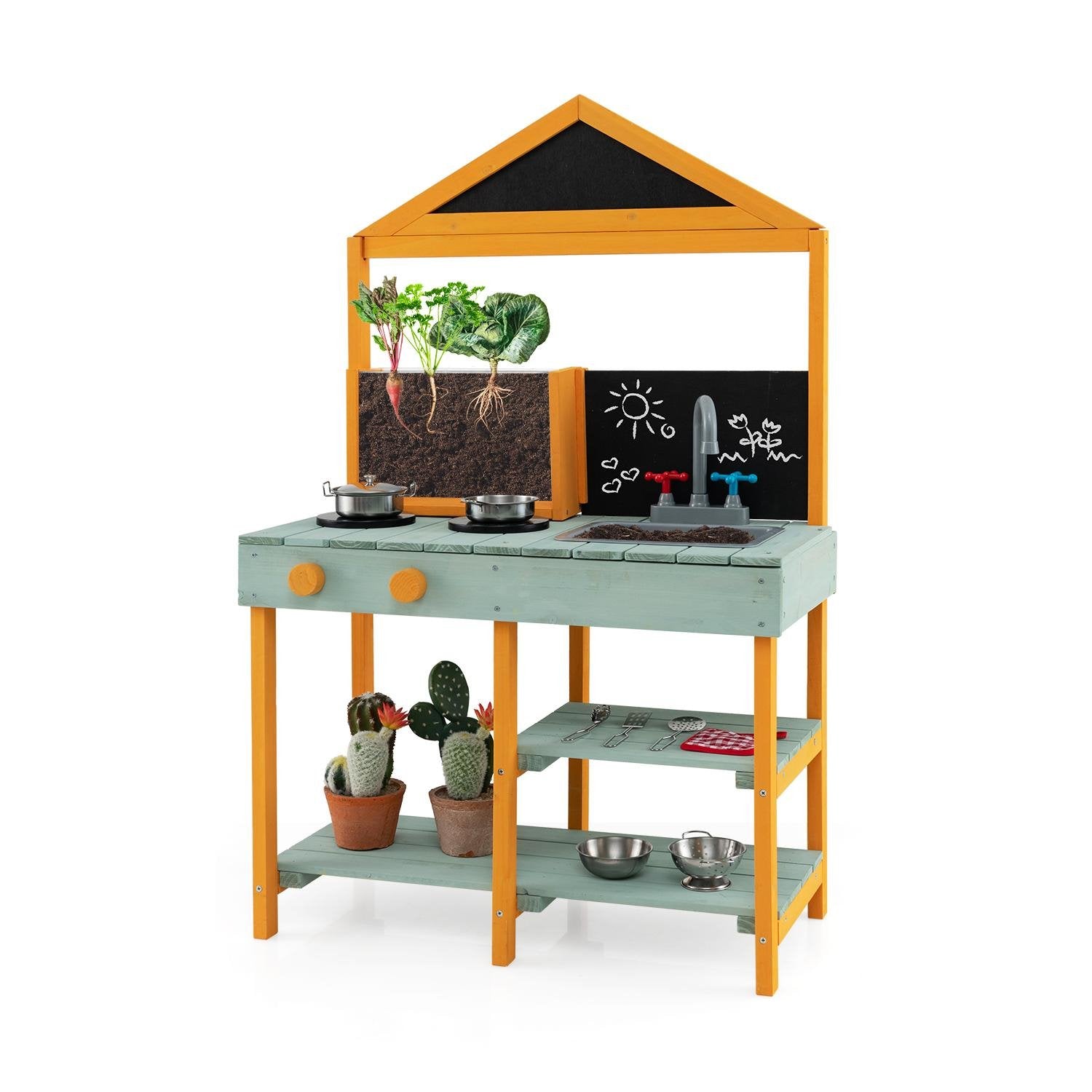 Kids Kitchen Playset with Root Viewer Planter and Rotatable Faucet Play Kitchen Sets   at Gallery Canada