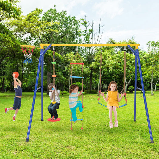 4-in-1 660 lbs Heavy Duty Swing Set for Kids Aged 3-9 Years Old, Yellow Swing & Playsets Yellow  at Gallery Canada