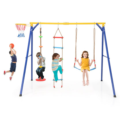 4-in-1 660 lbs Heavy Duty Swing Set for Kids Aged 3-9 Years Old, Yellow Swing & Playsets   at Gallery Canada