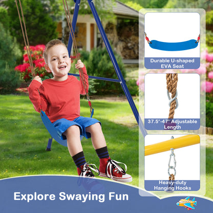 4-in-1 660 lbs Heavy Duty Swing Set for Kids Aged 3-9 Years Old, Yellow Swing & Playsets   at Gallery Canada