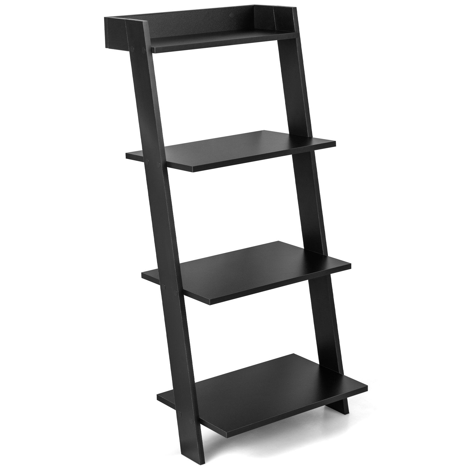 4-Tier Ladder Shelf with Solid Frame and Anti-toppling Device, Black Bookcases   at Gallery Canada