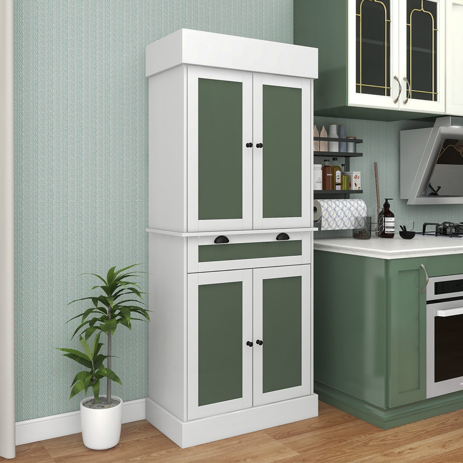 Kitchen Pantry Cabinet with 2-Door Sideboards and Adjustable Shelves, White Sideboards Cabinets & Buffets   at Gallery Canada