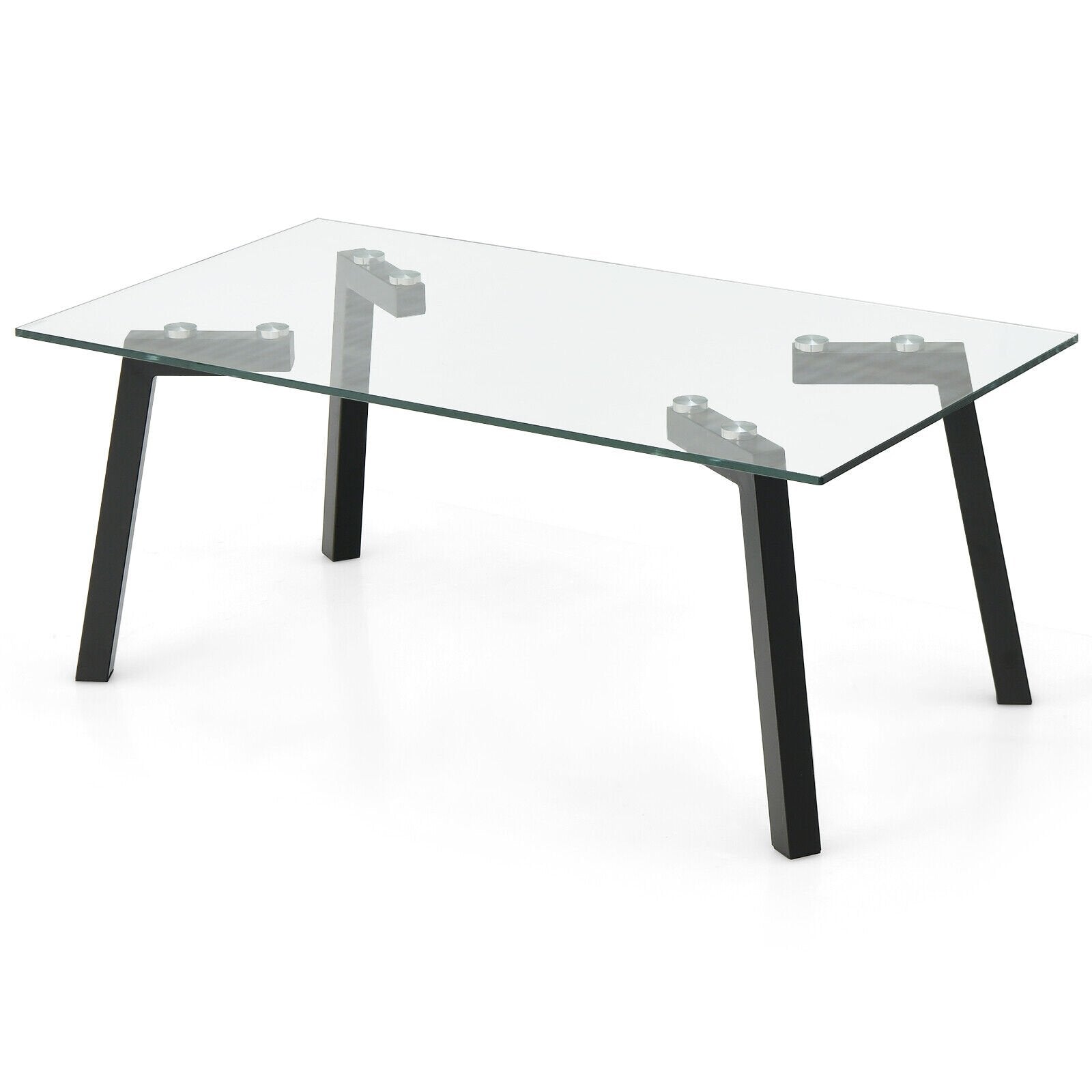 Modern Tempered Glass Coffee Table with Metal Frame for Living Room, Transparent Coffee Tables   at Gallery Canada