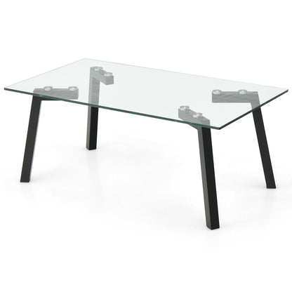 Modern Tempered Glass Coffee Table with Metal Frame for Living Room, Transparent Coffee Tables   at Gallery Canada