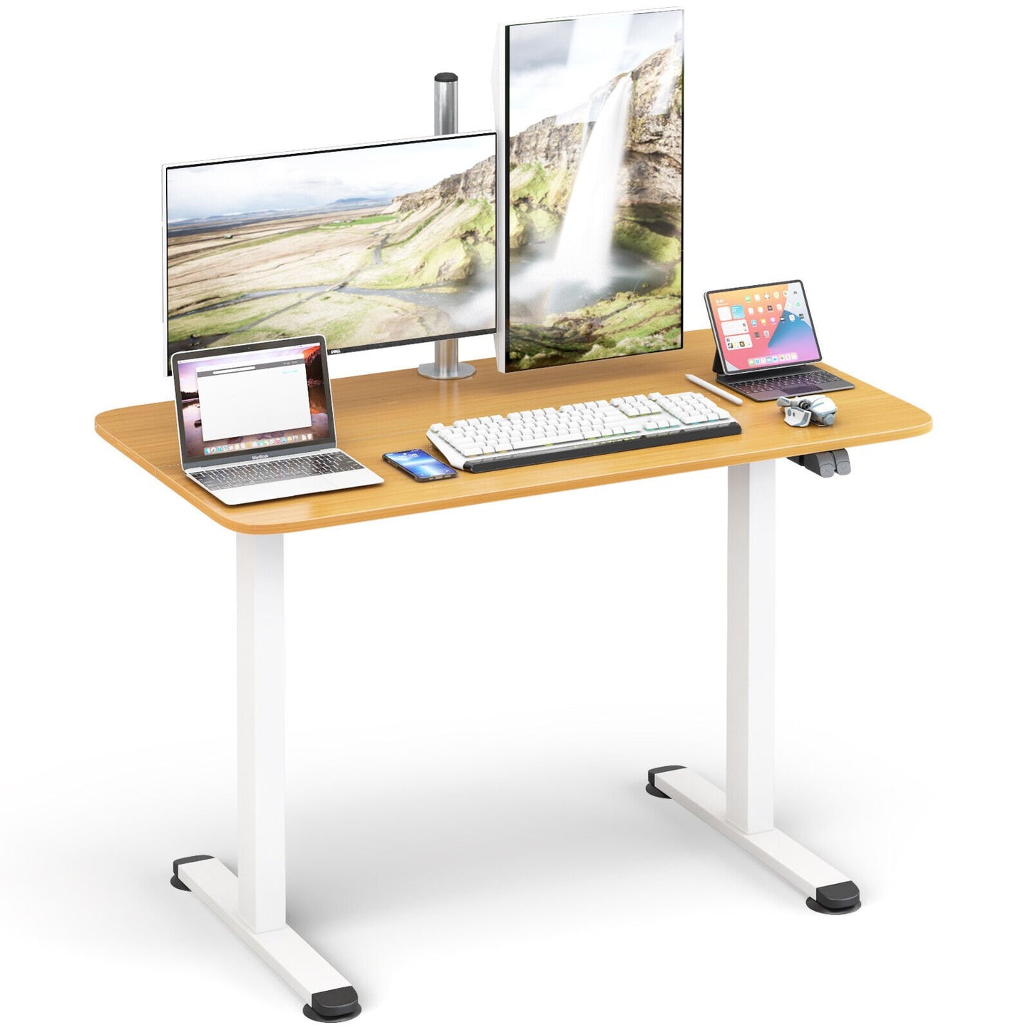 Electric Standing Desk Adjustable Stand up Computer Desk Anti-collision, Natural - Gallery Canada