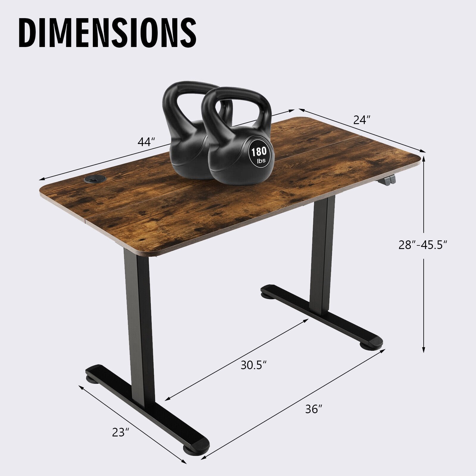 Electric Standing Desk Adjustable Stand up Computer Desk Anti-collision, Rustic Brown Standing Desks   at Gallery Canada