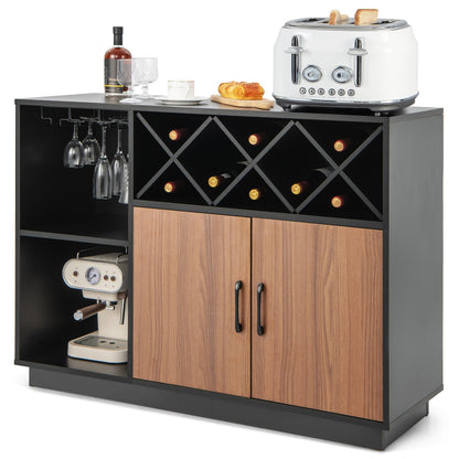 Industrial Sideboard Cabinet with Removable Wine Rack and Glass Holder, Black Sideboards Cabinets & Buffets   at Gallery Canada