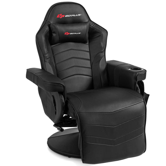 Ergonomic High Back Massage Gaming Chair with Pillow, Black Gaming Chairs at Gallery Canada