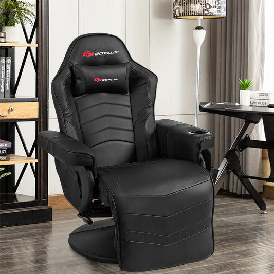 Ergonomic High Back Massage Gaming Chair with Pillow, Black Gaming Chairs at Gallery Canada