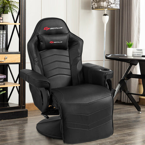 Ergonomic High Back Massage Gaming Chair with Pillow, Black