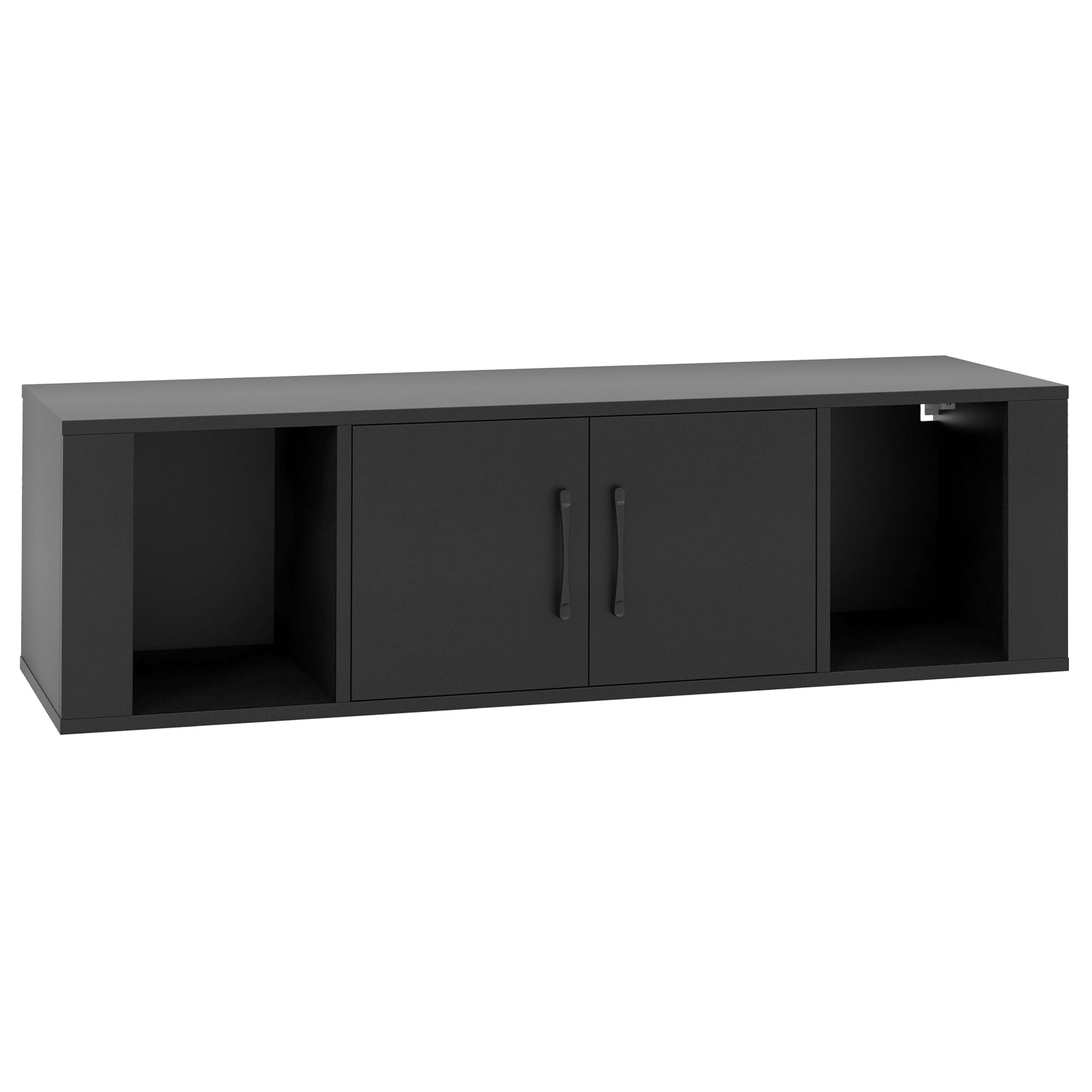 Wall Mounted Floating 2 Door Desk Hutch Storage Shelves, Black Living Room Black at Gallery Canada